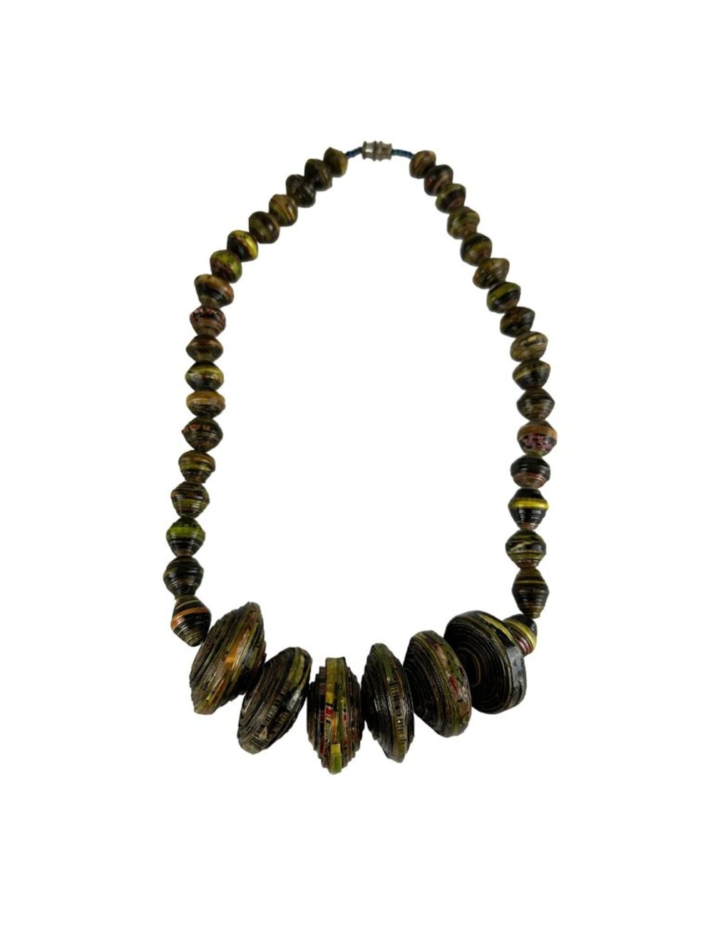 Handcrafted African Paper Bead Necklace 22 Inches Long